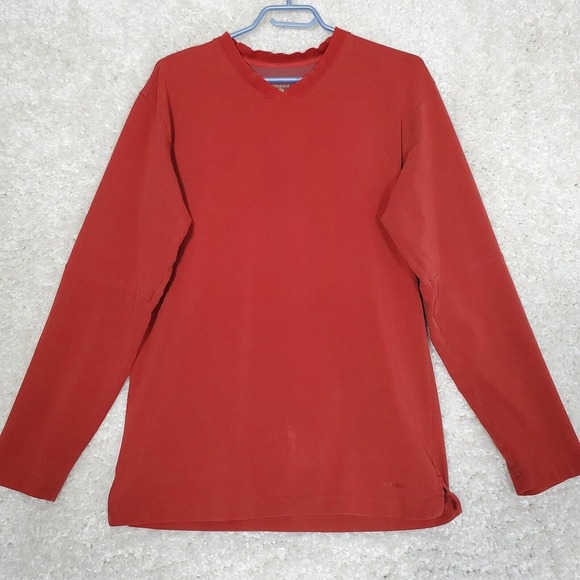 Patagonia Men V Neck Long Sleeve Shirt Size Small Orange Pullover Hiking‎ READ - Picture 1 of 13